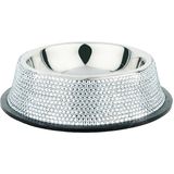Rhinestone  Pet Water / Feeding Bowl - Silver