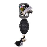 Paw Play Rubber/Rope Banana Scented Rugby Ball 38cm Pet Dog Toy Jumbo Black