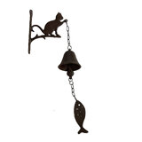 Mr Gecko Cast Iron Cat Wind Chime With Bell Handcrafted Good Sound