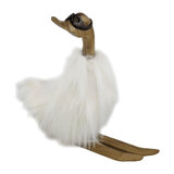 Fluffy Aspen Skiing Duck Handcrafted Ornament with White Feathers