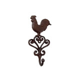 Mr Gecko Rooster Single Cast Iron Wall Hook Handcrafted Antique Rust