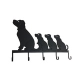 Coat / Key Hooks Cute Dog and Puppies 5 Hooks Matte Black Metal