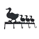 Duck and Ducklings 5 Hooks Matte Black Metal