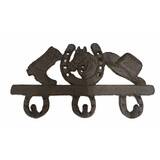 Cast Iron Rodeo Horse 3 Hook For Keys or Coats Handcrafted Antique Rust