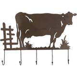 Cow 5 Hooks Matte Black Metal Antique Rust