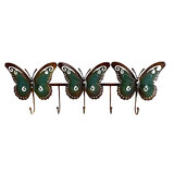 Trio of Butterflys 5 Hooks Multi Coloured Metal
