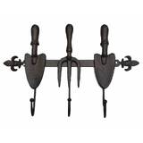 Garden Tools Shovel And Fork 3 Hooks Wall Hanging Handcrafted Antique Brown 