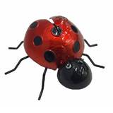 Metal Lady Bug Handcrafted Enameled Garden Ornament