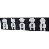 Coat / Key Hooks Cute Dog Tails 5 Hooks Matte Black Metal
