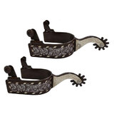 Fort Worth Brown Buck Stitched Western Cowboy Spurs 1 1/4" Band 2" Shank Brown