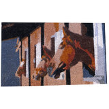 Coir Door Mat Farm Stables Horse "Early Morning At The Stables" 