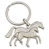 3D Key Ring - Mare and Foal Silver
