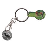 3D Key Ring And Trolley Token - Horses Grazing Silver Quality Key Chain