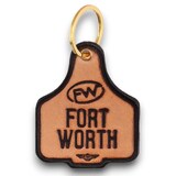 Leather Ear Tag Tassel Key Ring Natural Colour