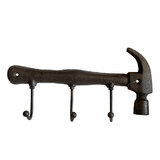 Mr Gecko Hammer Cast Iron Wall 3 Hooks Hand Made Antique Rust