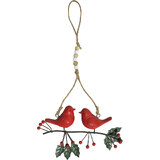 Christmas Xmas Cute Red Hanging Birds on Holly Branch Tree Decoration 