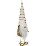 Xmas Christmas Standing Gold/White Gnome Ornament Figurine