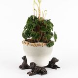 Potty Feet Antique Bronze Resting Labradors Handcrafted