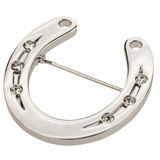Brooch - Horseshoe Silver With Crystals 30mm