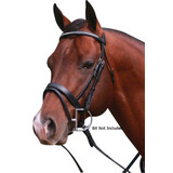 Krystal Bridle Hanoverian Nose Band with Reins Black or Brown Pony/Cob/Full 