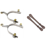 Western Campdraft Horse Spurs S/Steel Side Neck Etch Edge With/Without Straps