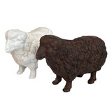 Mr Gecko Cast Iron Pair Sheep Handcrafted Decor Statue Antique Rust/White