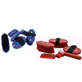 Brush Grooming Kit Horse Pony Starburst 5 Pieces Blue Or Red Free Bag
