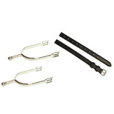 Dressage Spurs Stainless Steel 40Mm Shank Plain Knob Complete With Spur Straps