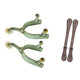Western Campdraft Lip Spurs Stainless Steel With/Without Leather Straps 