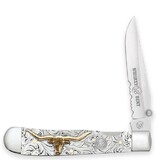 Whiskey Bent Trapper Pocket Knife Single Locking Blade with Clip 50/50 Serrated 'Toro'