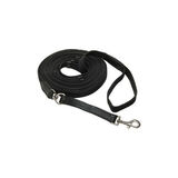 Lunge Rein Rope Line Web Leather Stoppers Swivel Clip 9Mt Black Horse Dog 