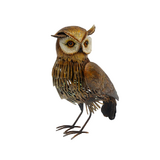 Long Eared Metal Owl Decor Figurine Statue Rustic