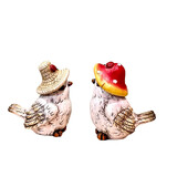 Pair Cute White Birds Wearing Hats Handcrafted