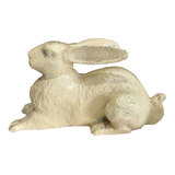 Mr Gecko Large Rabbit Garden Statue Cast Iron Handcrafted Antique White 