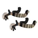 Cheyenne Jingle Bob Spurs Black Steel/German Silver 1"Band 2 1/8 Shank Western