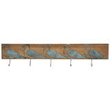 Seagull Birds 5 Hooks Hand Made Verdigris Metal on Wood