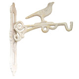 Mr Gecko Cast Iron Hand Made 1 Hook Bird Theme Plant Hanger Antique White