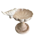 Mr Gecko Bird Cast Iron Beautiful Hand Made Shell Bird Bath Feeder Antique White