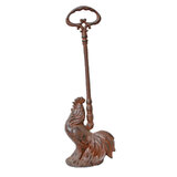 Mr Gecko Cast Iron Hand Made Doorstop Rooster Chook W/ Long Handle Antique Rust