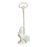 Mr Gecko Cast Iron Hand Made Doorstop Rooster Chook W/ Long Handle Antique White