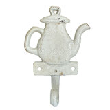 Mr Gecko Kettle Single Cast Iron Wall Hook Handcrafted Antique White