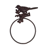 Mr Gecko Cast Iron Bird Towel Holder Hand Made Antique Rust 