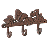 Mr Gecko Cast Iron Hand Made 3 Hook Hanger Butterfly Antique Rust