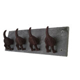 Mr Gecko Cast Iron Hand Made Wall 4 Hook Hanger Dog Tails on Flagstone 