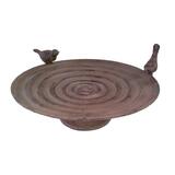 Mr Gecko 2 Birds Cast Iron Beautiful Hand Made Circular Bird Bath - 40cm dia